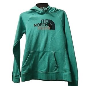 The North Face Hoodie Pullover Sweatshirt‎ Teal Green Logo Women's S